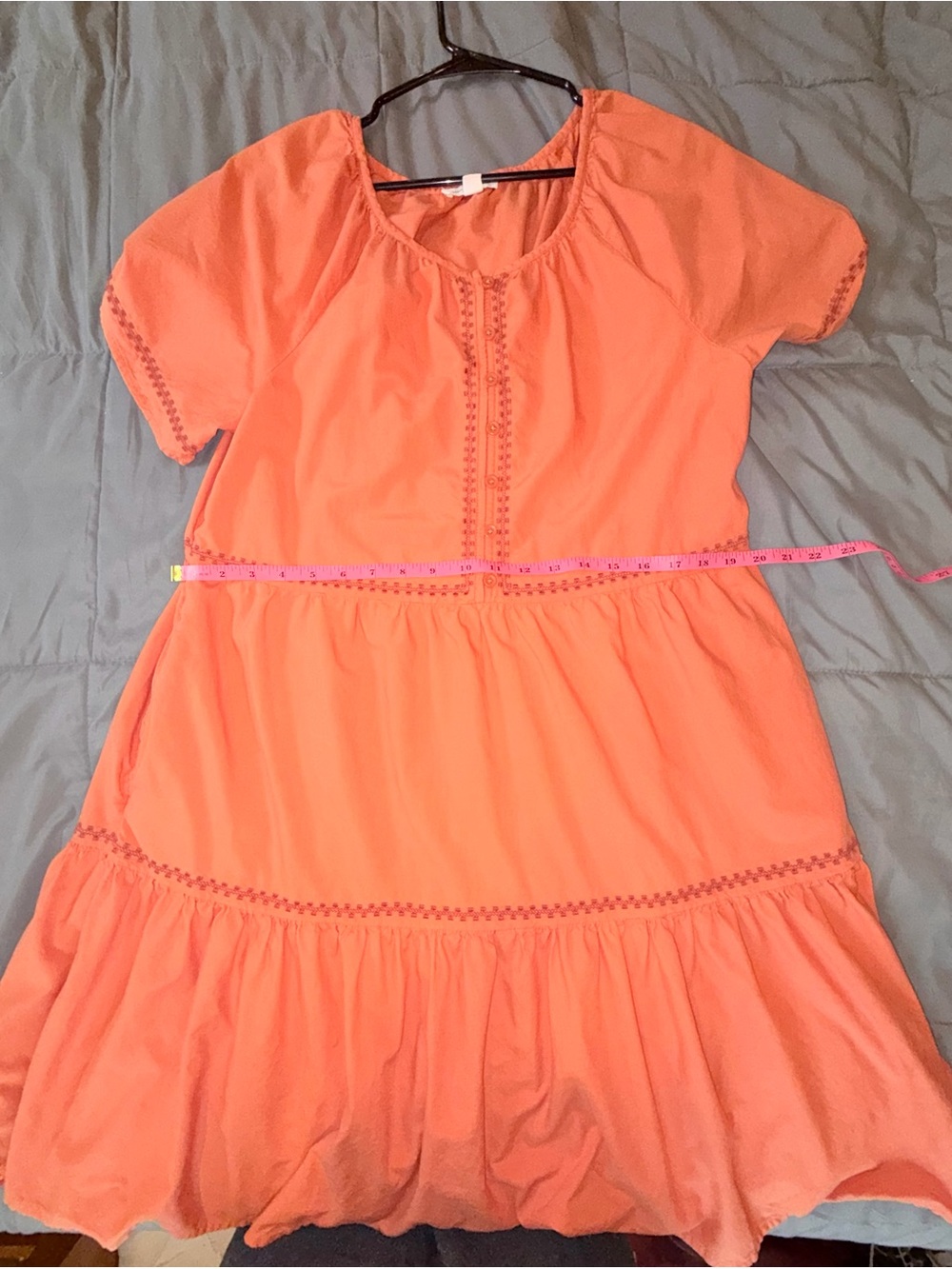BeachLunchLounge Coral Tiered Boho Dress Size Medium Cotton Rayon - Picture 5 of 7